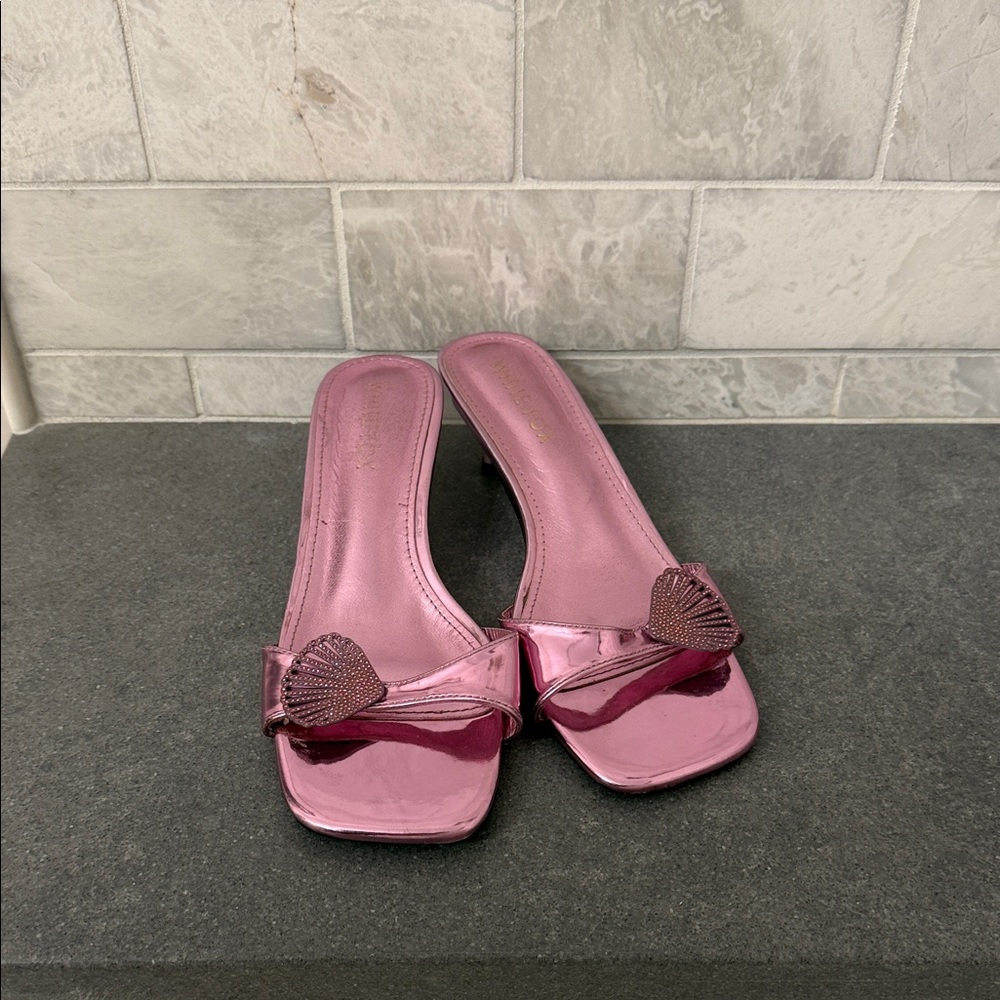 White Fox Penny Heels Metallic Pink